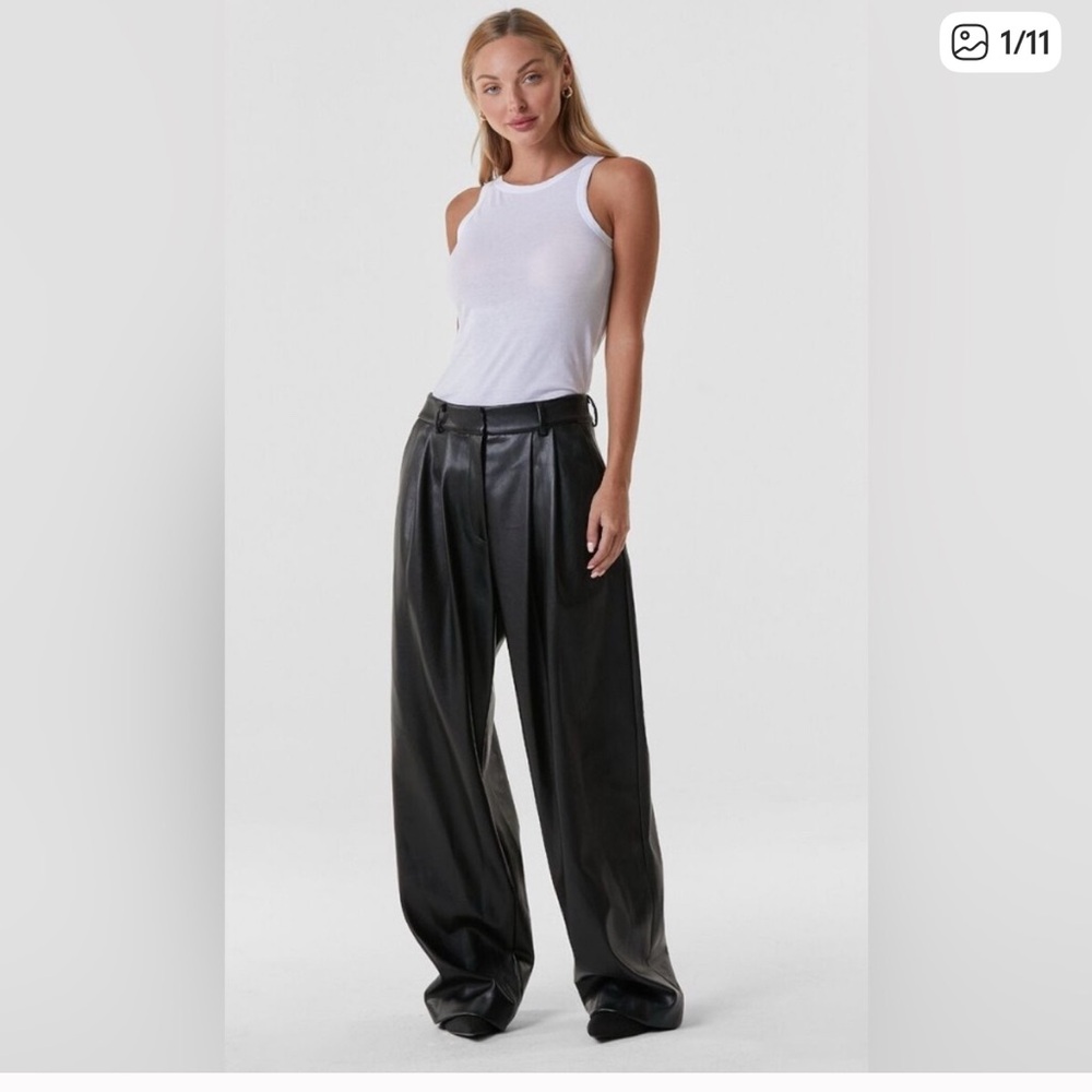 Noli Black Faux Leather High Rise trousers - size 10